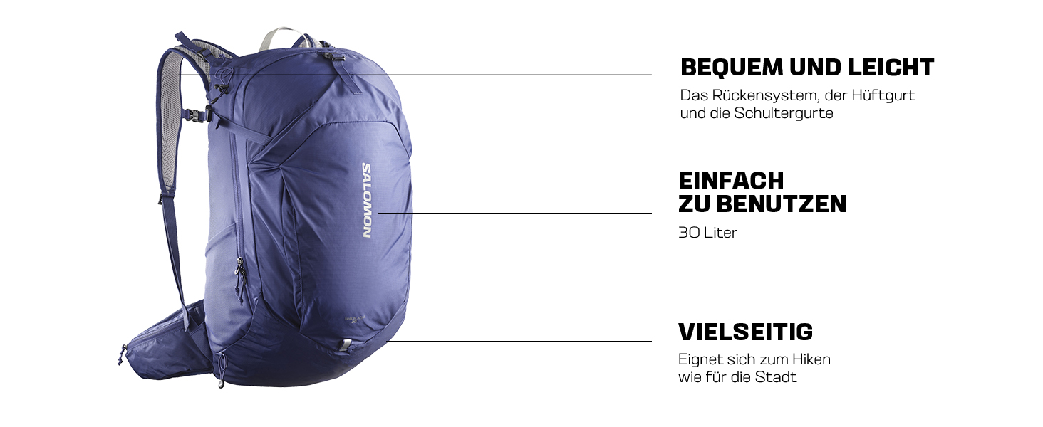 Рюкзак SALOMON Trailblazer 30 л для туризму, унісекс, легкий, зручний, багатофункціональний