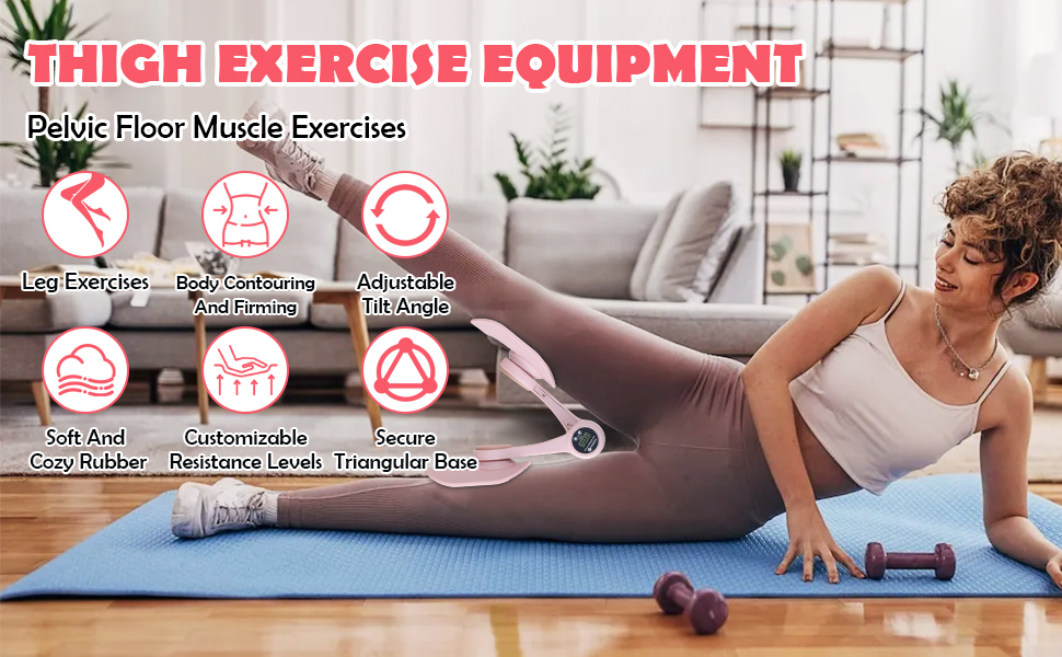 Тренер для стегон з підрахунком, тренажер для м'язів тазу, пристрій для тренування на 360° для внутрішньої поверхні стегон, прес для сідниць, тренажер для м'язів тазу для жінок вдома, рожевий