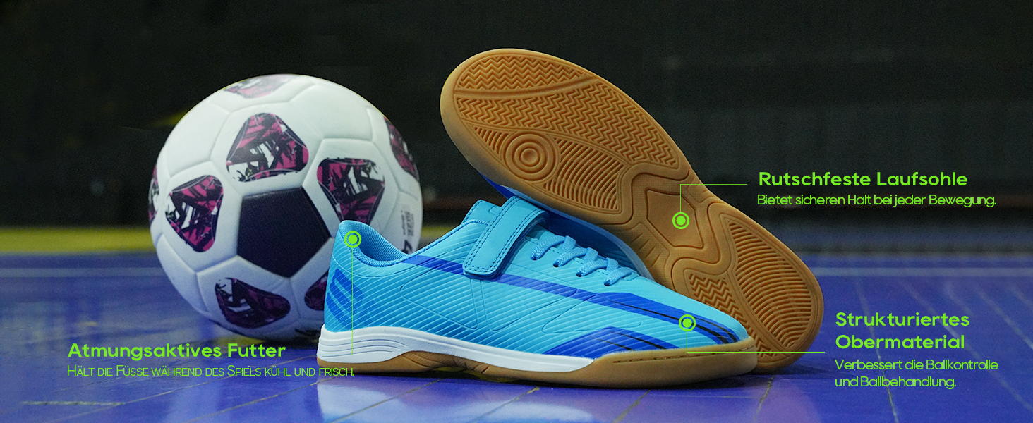 Дитячі футзальні бутси JABASIC для хлопчиків та дівчаток - Indoor 37 EU, колір: лайм