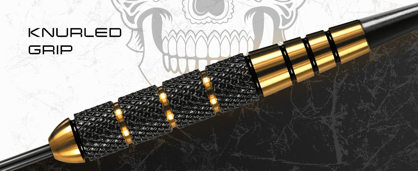 Дарти Harrows Voodoo 25 г з латунною сталевою голкою, з шафтами Speedline, польотами Marathon Gold та кейсом для подорожей