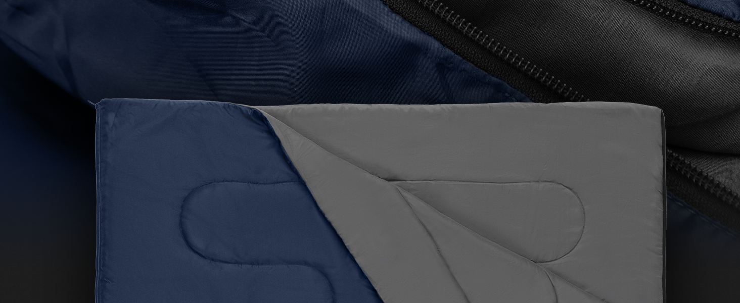 Спальний мішок туристичний з капюшоном до -3°C з подушкою - Outdoor зимовий та літній спальний мішок 3-4 сезони (75 x 220 см) - Гірський спальний мішок для жінок та чоловіків (теплий) Синій 150GSM, без капюшону