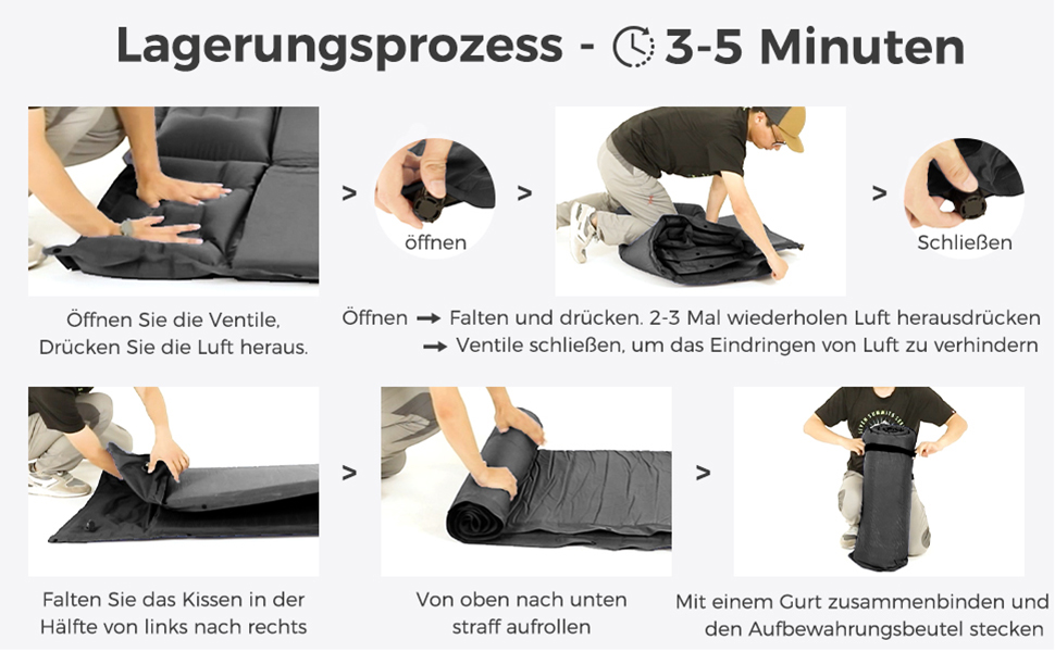 Надувна ізольована спальна матрац Ubon для 2 осіб, 3.6 см, чорний