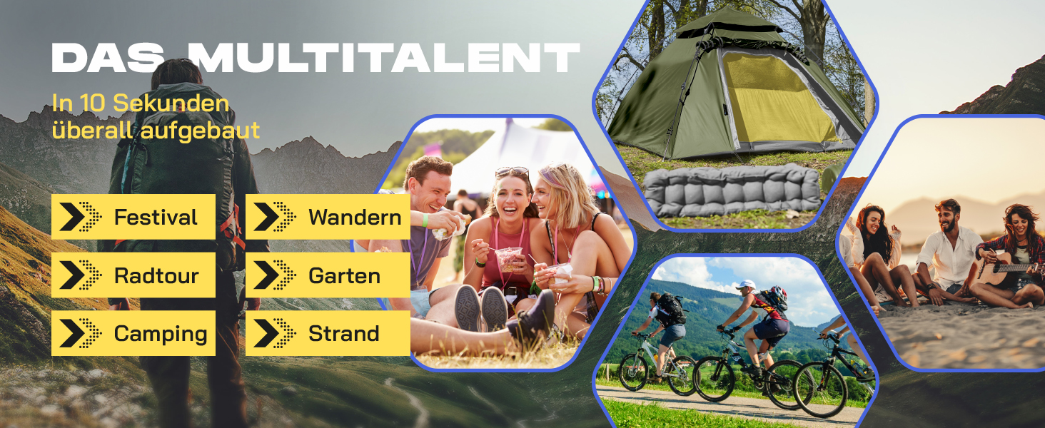 Намет Lumaland Outdoor Kuppelzelt - 2-3 особи, 215x195x120 см, зелений. Ідеальний для кемпінгу, подорожей, фестивалів та трекінгу