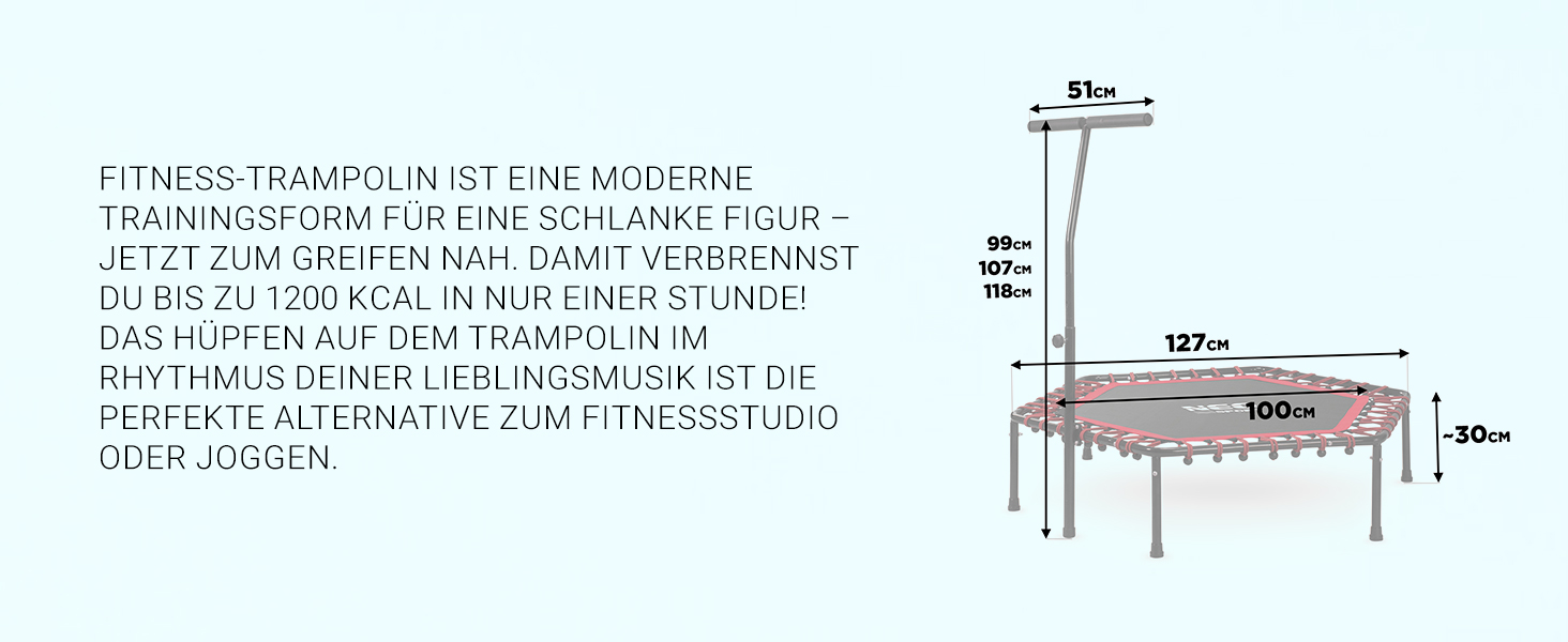 Міні-трамплін Neo-Sport для дому та вулиці, діаметр 127 см, до 100 кг, з регульованим руків'ям