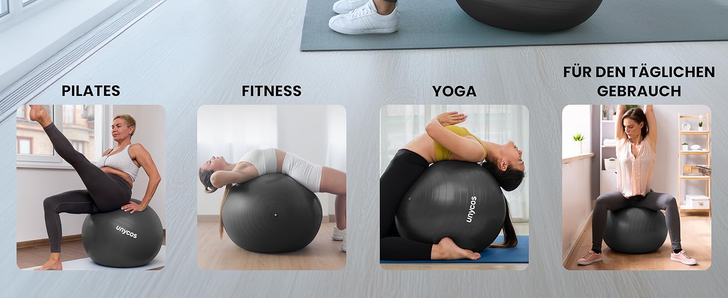 Фітбол Unycos 55/65/75 см: фітнес, йога, баланс, пілатес | з насосом, анти-burst, BPA-Free