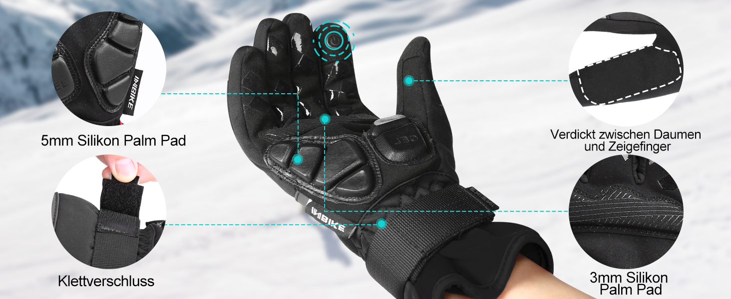 Зимові рукавички INBIKE з Thinsulate, Winddicht, сенсорний екран, для велоспорту, катання на лижах та сноуборді, IF966, Зелений, M