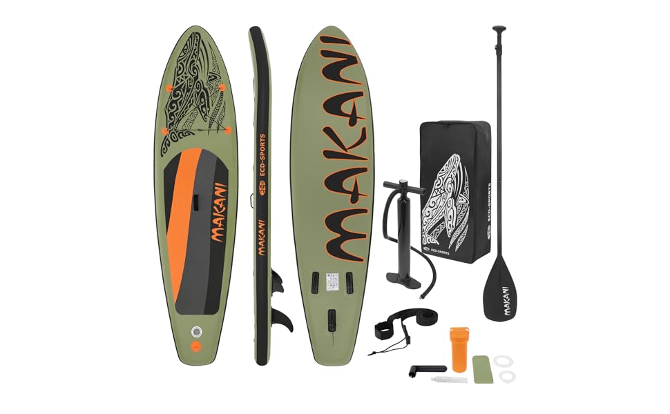 Надувна SUP-дошка ECD Germany Makani 320 см, до 150 кг, алюмінієве весло, комплект аксесуарів, різні кольори