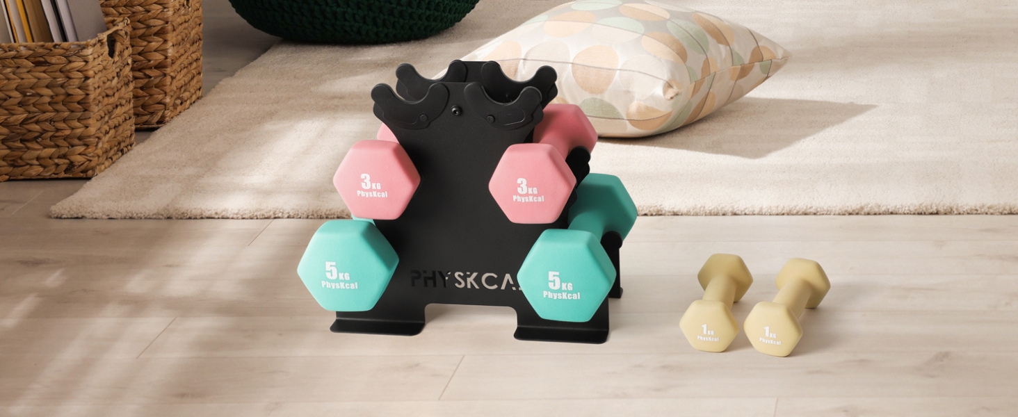 Набір гантелей KurzhanTel для дому та фітнесу, 18 кг (бежевий, рожевий, тіффані)