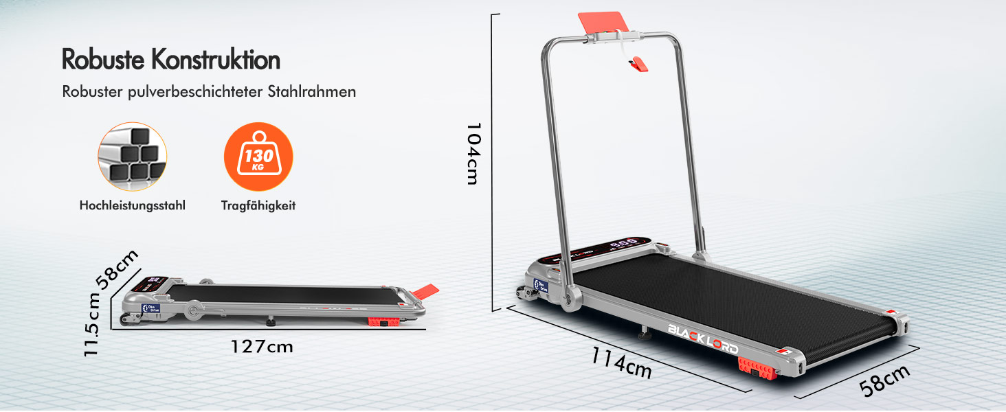 Електричний біговий тренажер BLACK LORD з нахилом 9%, 3.2 PS, Walking Pad 4-в-1 для дому та офісу, 12 програм, динамік, 140 кг