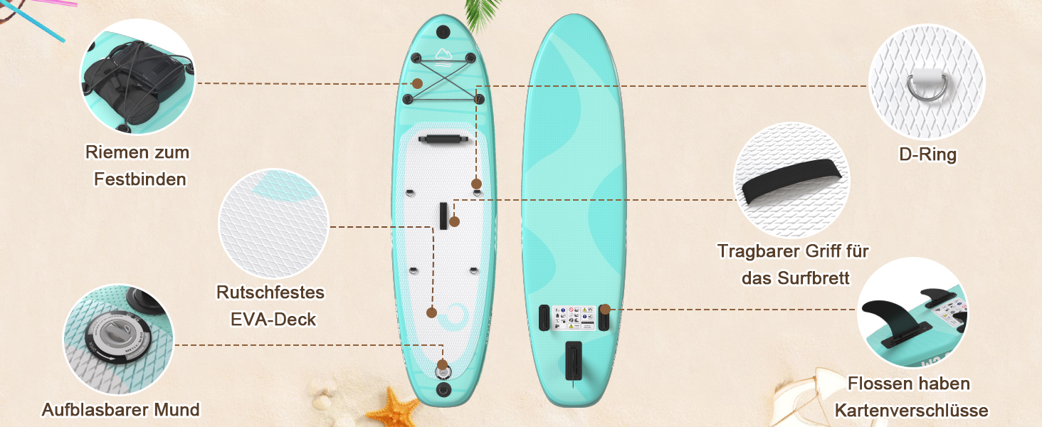 Надувний SUP Борд JUMMICO 330x80x15 см з аксесуарами, 2-в-1 (SUP/Каяк), до 160 кг, для серфінгу, риболовлі, йоги, світло-зелений
