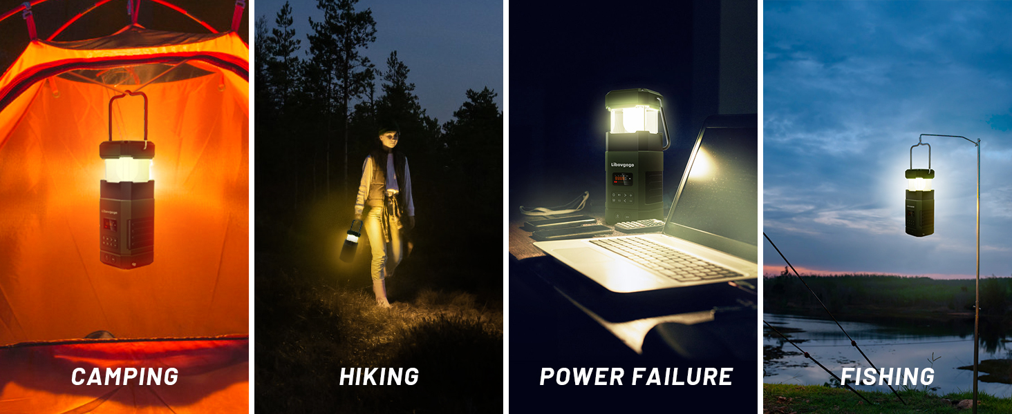 LED кемпінговий ліхтар Libovgogo з Bluetooth, радіо, сонячною зарядкою та Power Bank, IP65, 5000mAh