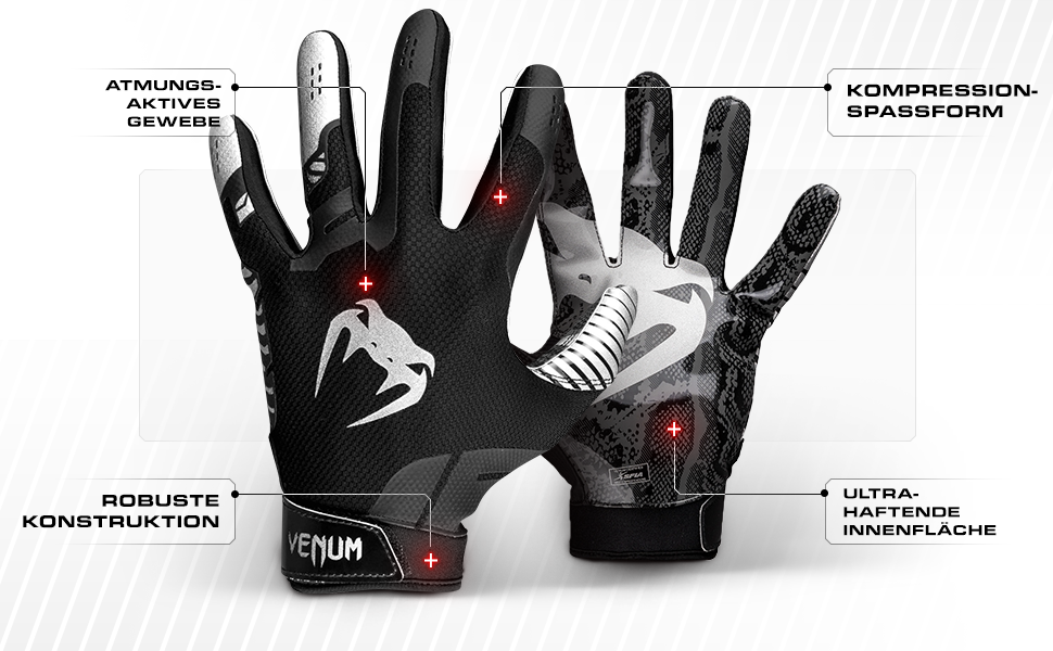 Рукавички футбольні Venum Elite Schwarz/Silver, розмір S (дорослі)