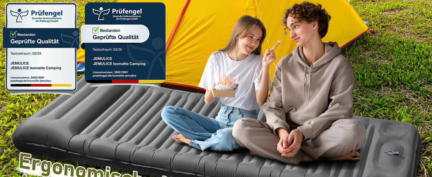 Isomatte Camping 12 см: Надувний килимок для кемпінгу з компактним розміром та насосом, ультралегкий, водонепроникний, анти-ріпстоп для походів та пляжу (сірий)