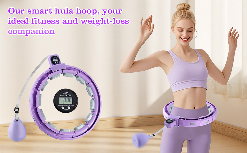 Розумний хулахуп для схуднення з обважнювачем та лічильником, 18 вузлів, розбірний, для жінок та чоловіків