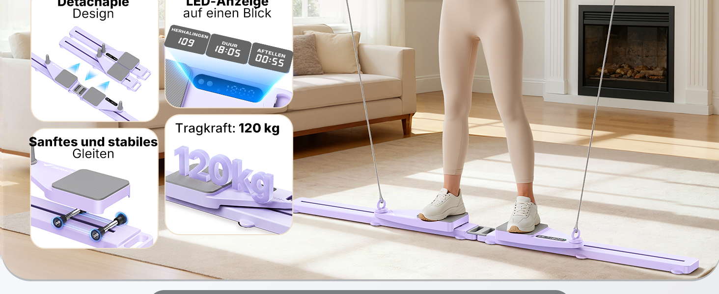 Реформатор Pilates MERACH з обтяжувачами та наколінниками, 120 кг, складаний, для дому, фітнес, ліла