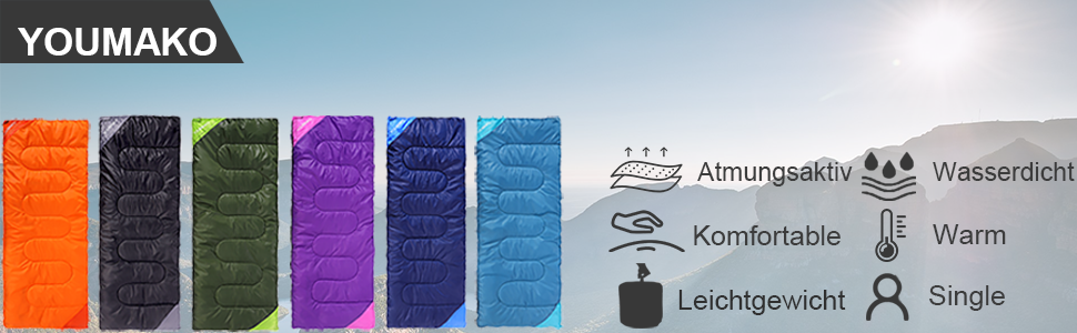 Сплячий мішок для дорослих та дітей – легкий, водонепроникний, зручний для весни, літа, осені – піший туризм, подорожі, кемпінг, темно-помаранчевий