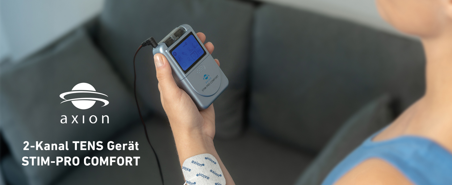 Пристрій TENS Axion STIM-PRO Comfort для терапії болю - комплект з 4 електродів 5x5 см | Reizstromgerät для лікування артрозу, артриту, болю в шиї, спині та суглобах | Сертифікований медичний продукт