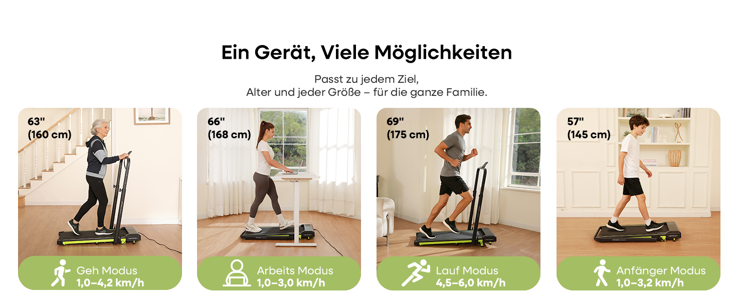 Бігова доріжка Walking Pad з нахилом 10%, 3.0 к.с., складна, для дому з магнітним пультом, LED-дисплеєм, висувними поручнями, 12 програм HIIT, до 136 кг, зелена