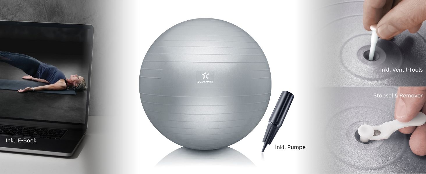 М'яч для фітнесу BODYMATE: фітбол для йоги, тренувань, офісного використання, рожевий, 65 см