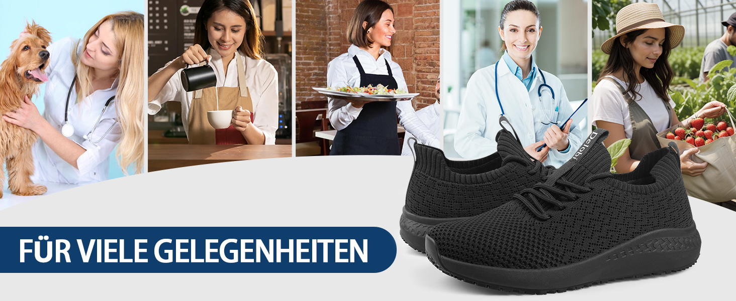 Кухонні черевики для жінок: дихаючі, антиковзкі, зручні, для ресторану, лікарні, догляду. Безпечні черевики з неслизькою підошвою, чорні, 43 EU