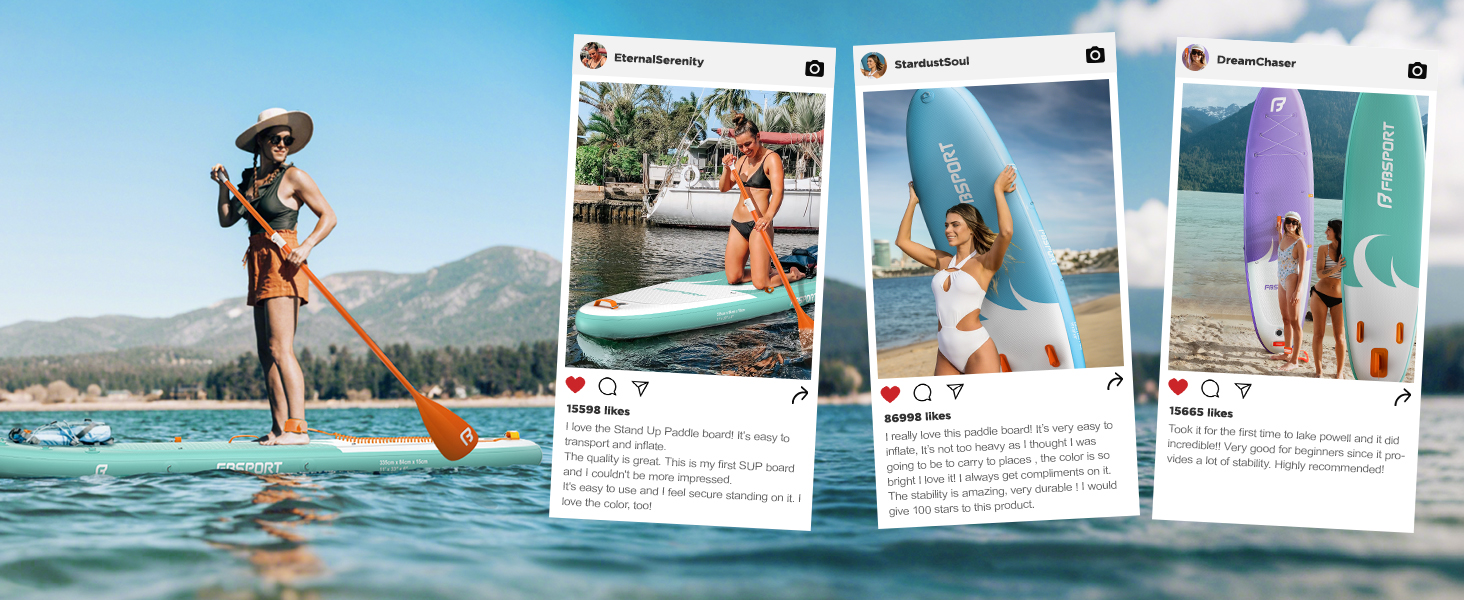 Надувний SUP дошка FBSPORT для сапсерфінгу, 335x84x15 см, рожева (з аксесуарами)
