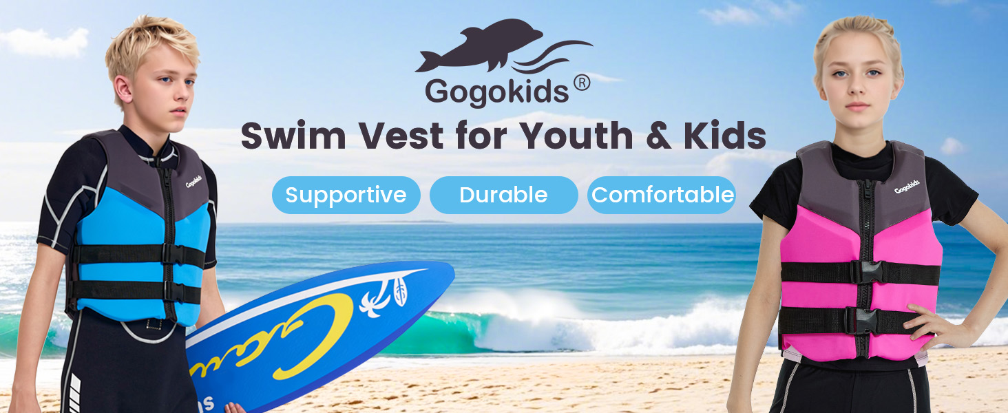 Дитячий жилет для плавання Gogokids Junior 30-50 кг, помаранчевий. Регульований, з неопрену, для каяку, SUP та басейну. 6-11 років