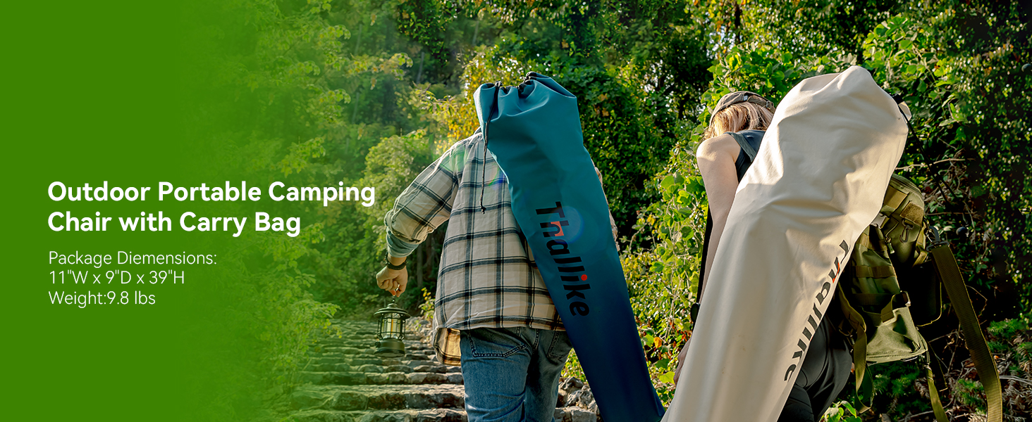 Великий складаний стілець для кемпінгу Thallike, XL, з підлокотниками, для дорослих, блакитний