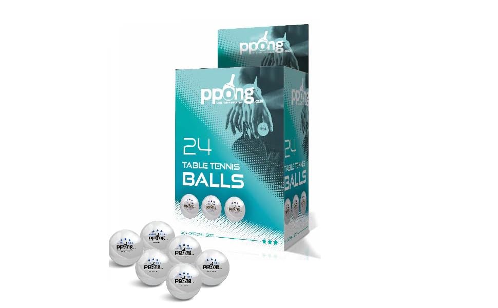 PPONG Набір тенісних кульок для настільного тенісу – 24 шт. – 3 зірки, 40+ Pro ABS, білі – високопродуктивні кульки для гри в приміщенні та на вулиці