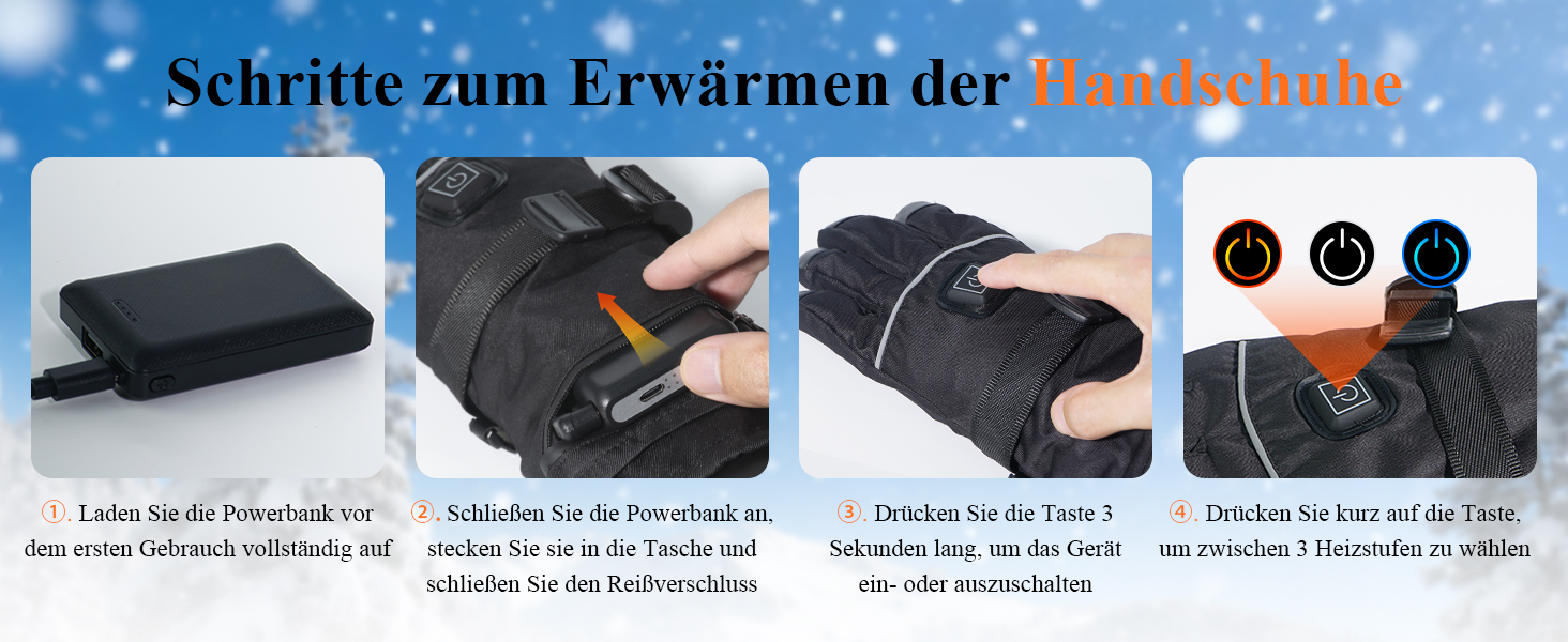 Обогріваючі рукавички Minthouz 5V 5000mAh USB-C з регулюванням температури, водонепроникний сенсорний екран, 3 режими нагріву, для активного відпочинку та роботи на вулиці