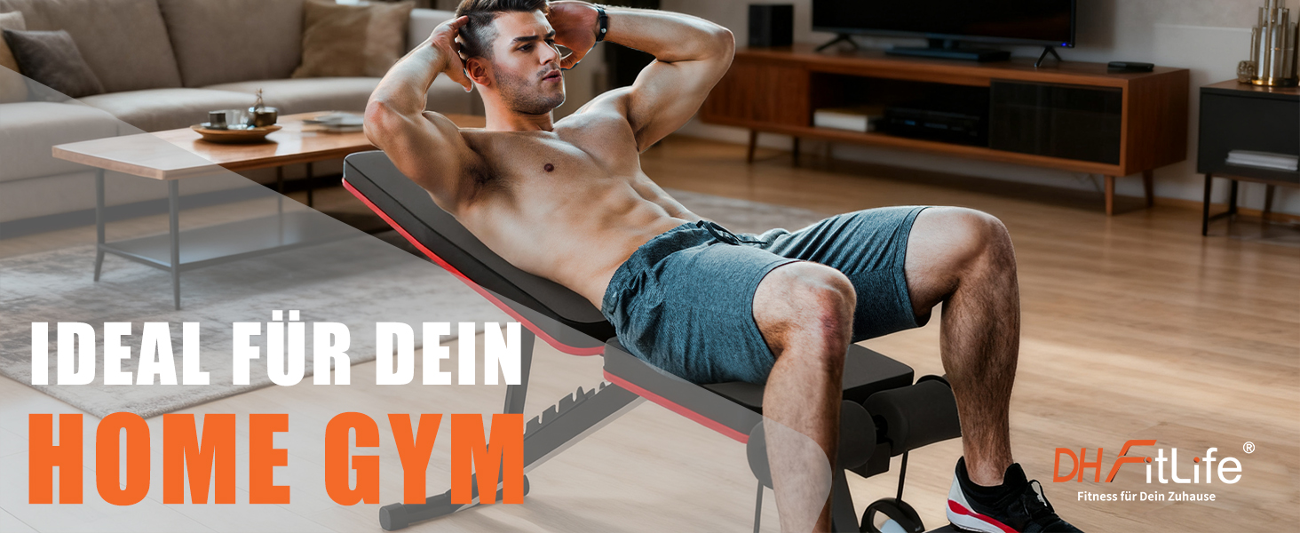 Складніша 8-в-1 Hantelbank DH FitLife | Тренажер для дому, для всього тіла | Регульована лава для пресу, фітнес-тренажер для домашнього спортзалу