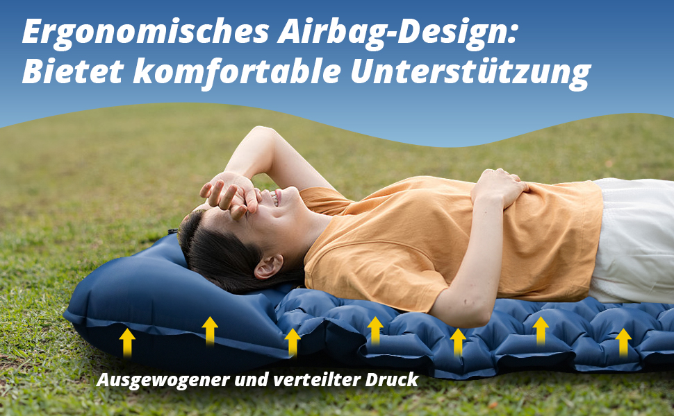 Килимок для кемпінгу Cieex Isomatte двомісний, самонадувний, легкий, водонепроникний з насосом та подушками
