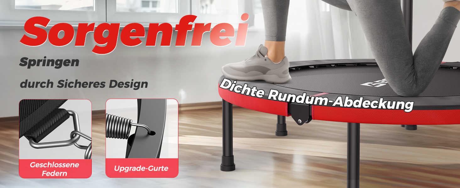 Міні-батут BCAN для дому, 102 см, складний, для дорослих, з регульованою ручкою, вантажопідйомність 150 кг, для фітнесу та тренувань вдома