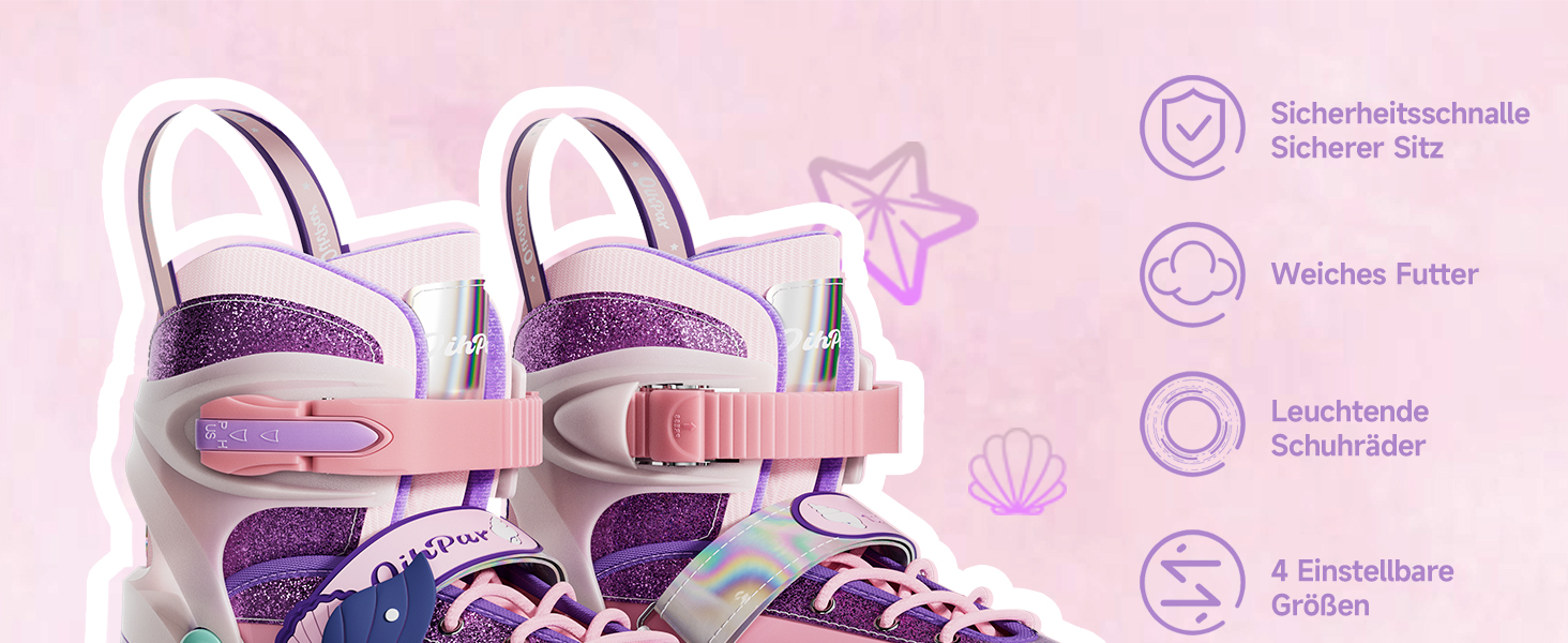 Дитячі ролики Quad з підсвічуванням коліс, регульовані розміри 36-39, рожеві