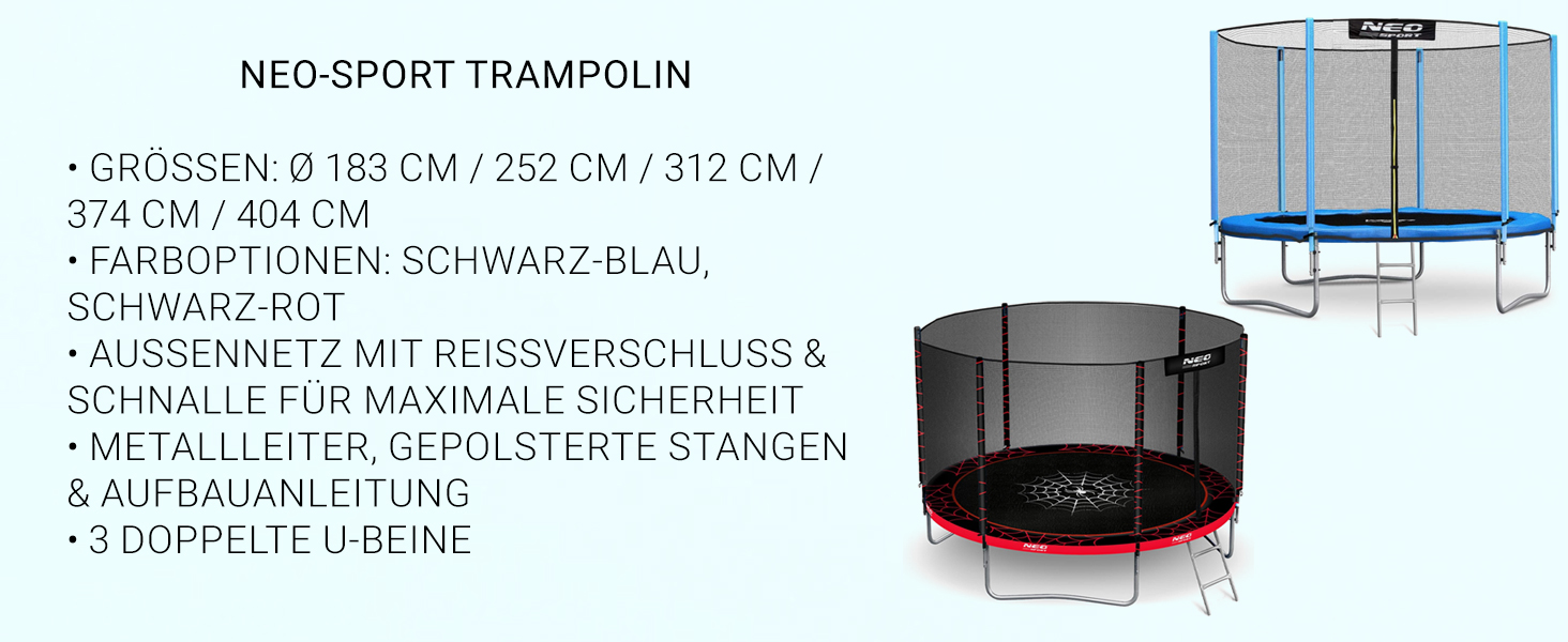 Батут Neo-Sport Outdoor для дітей з сіткою та сходами, 252 см