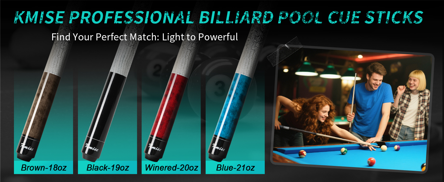 Більярдний кий Kmise професійний, 147 см, канадське кленове дерево, 13 мм шкіряний наконечник, 3D-антиковзаючий грип, для дорослих/початківців/професіоналів, набір 4 шт.