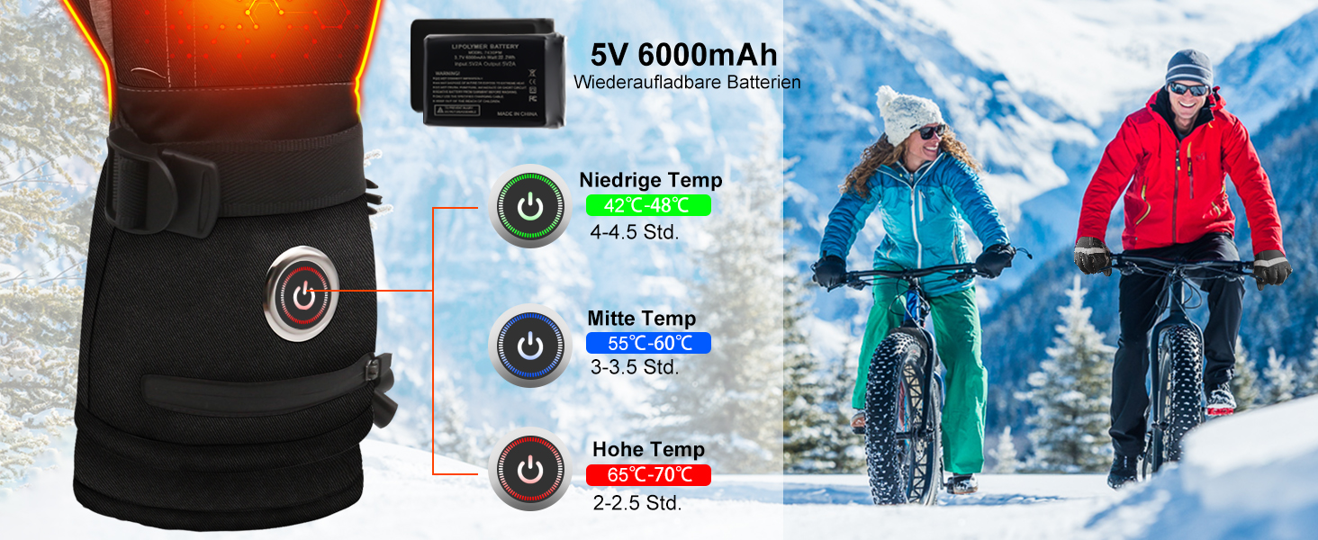 Обогріваючі рукавички SVPRO 5V 6000mAh - водонепроникні та вітронепроникні рукавички для катання на лижах, полювання, мотоциклів та піших прогулянок