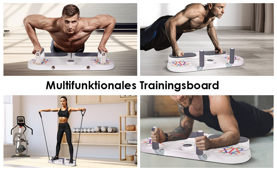 Набір для віджимань Dnkelar 3-в-1, фітнес-дошка для тренування всього тіла, з ручками для віджимань та еспандером, обладнання для дому, білий