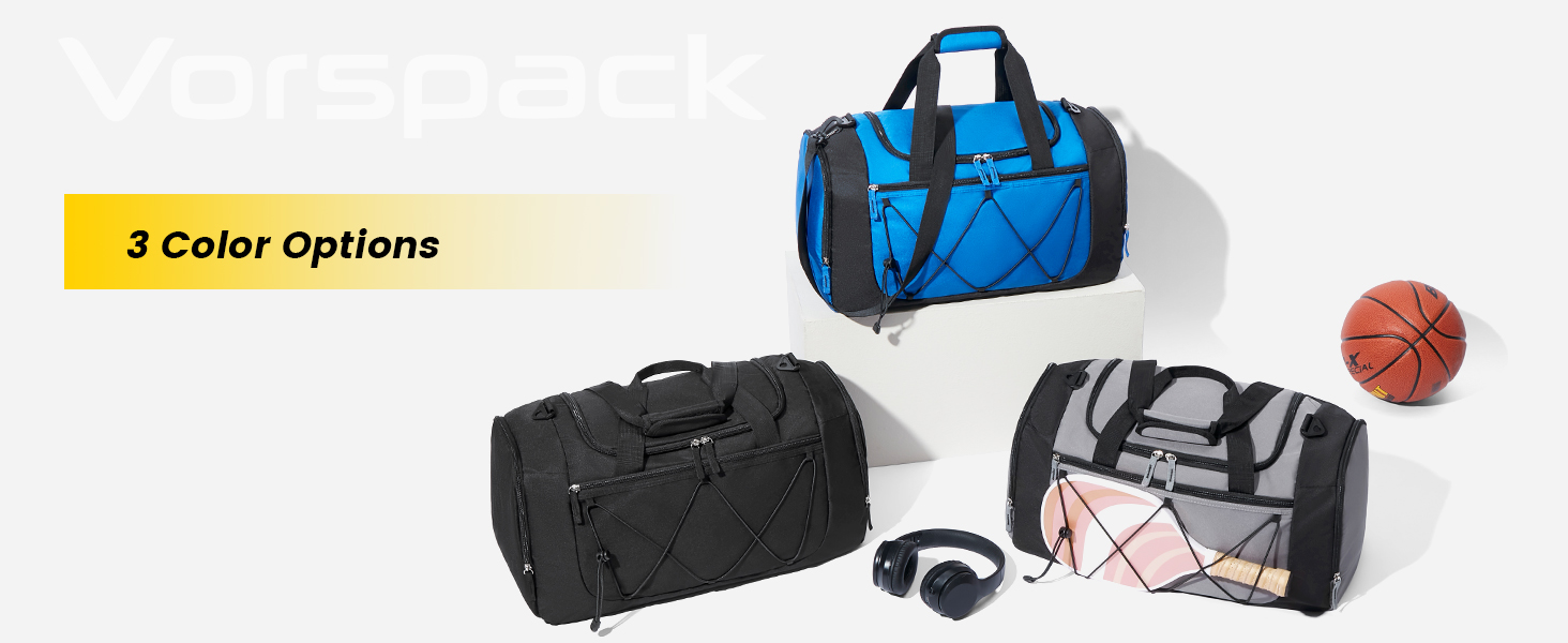 Спортивна сумка Vorspack 17L для чоловіків та жінок, дорожня сумка з відділенням для взуття, чорна, 15 дюймів