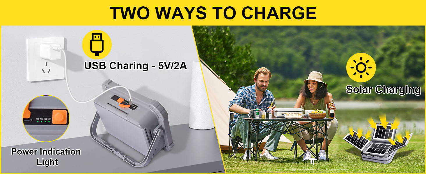 ERAY Сонячний LED прожектор 150W з акумулятором 7800mAh, 336 LED, 4 режими, 3 способи зарядки, портативний кемпінговий ліхтар та робоча лампа для кемпінгу, гаража, надзвичайних ситуацій на відкритому повітрі (сірий)