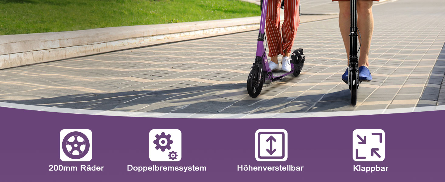 Самокат трюковий Kickscooter для дітей 8-12 років та дорослих, колеса 200мм, дискові гальма, складний, фіолетовий