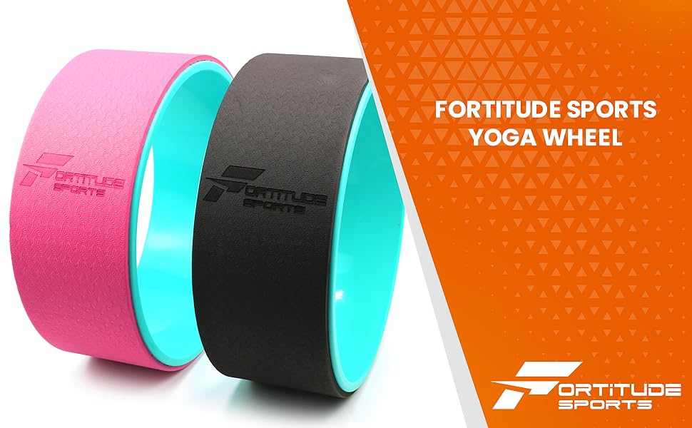 Колесо для йоги Fortitude Sports для розтяжки та гнучкості, Dharma Roller для пілатесу, пози йоги, прогини спини, нековзкі, 33 x 13 см, Роликові розтяжки для йоги, заднє колесо чорне