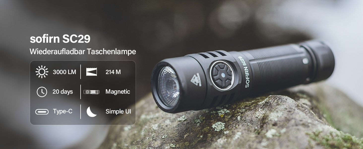 Sofirn SC29: Потужний ліхтарик USB-C, 3000 люмен, EDC для активного відпочинку, туризму та кемпінгу