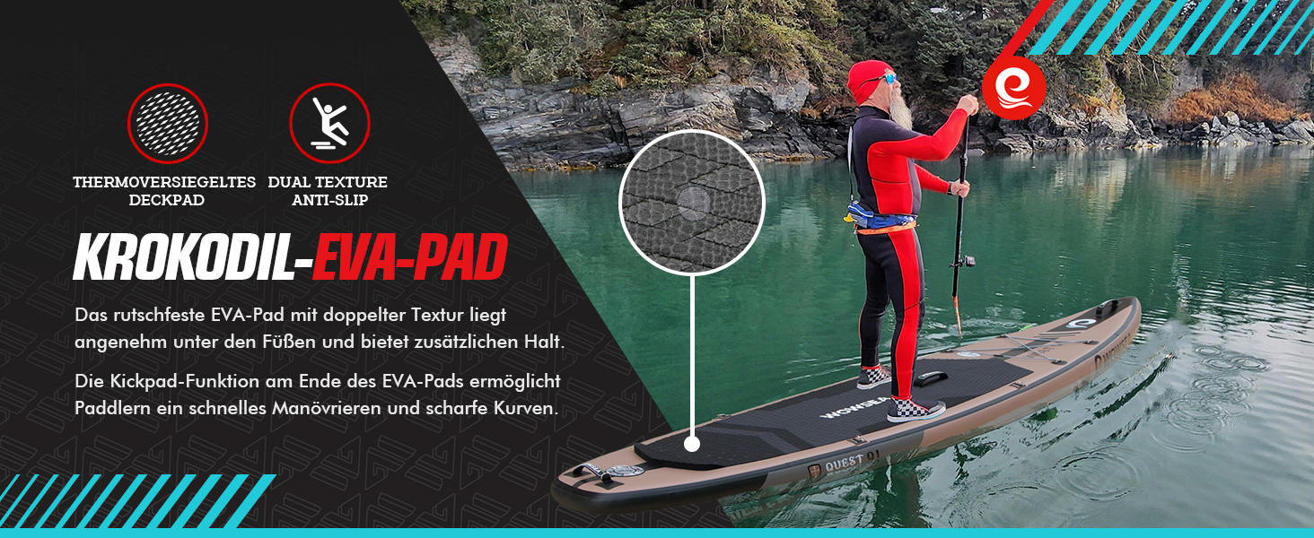 WOWSEA SUP дошка надувна гоночна 426/385 см, з кріпленням для камери, для змагань та відпочинку (пісочний)