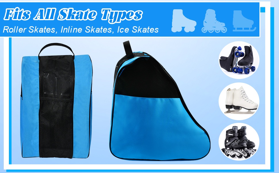 Чохол для роликових ковзанів, сумка для роликів, ice roller skating bag, сумка для ковзанів, сумка для лиж, сумка для скейтборду, доросла сумка для хокею, для чоловіків та жінок (Блакитний)