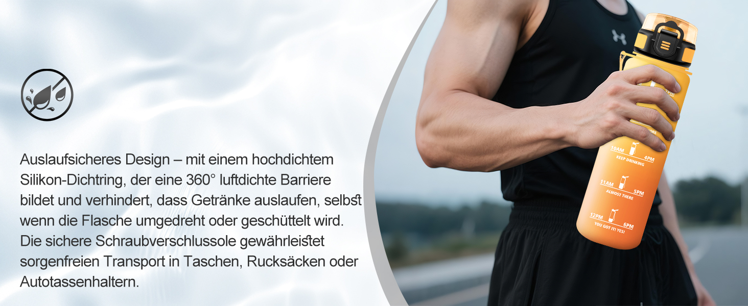 Спортивна пляшка 1л з маркуванням часу, фільтром, для газованої води, велосипеда, бігу, дорослих, 1000 мл, фіолетово-чорна