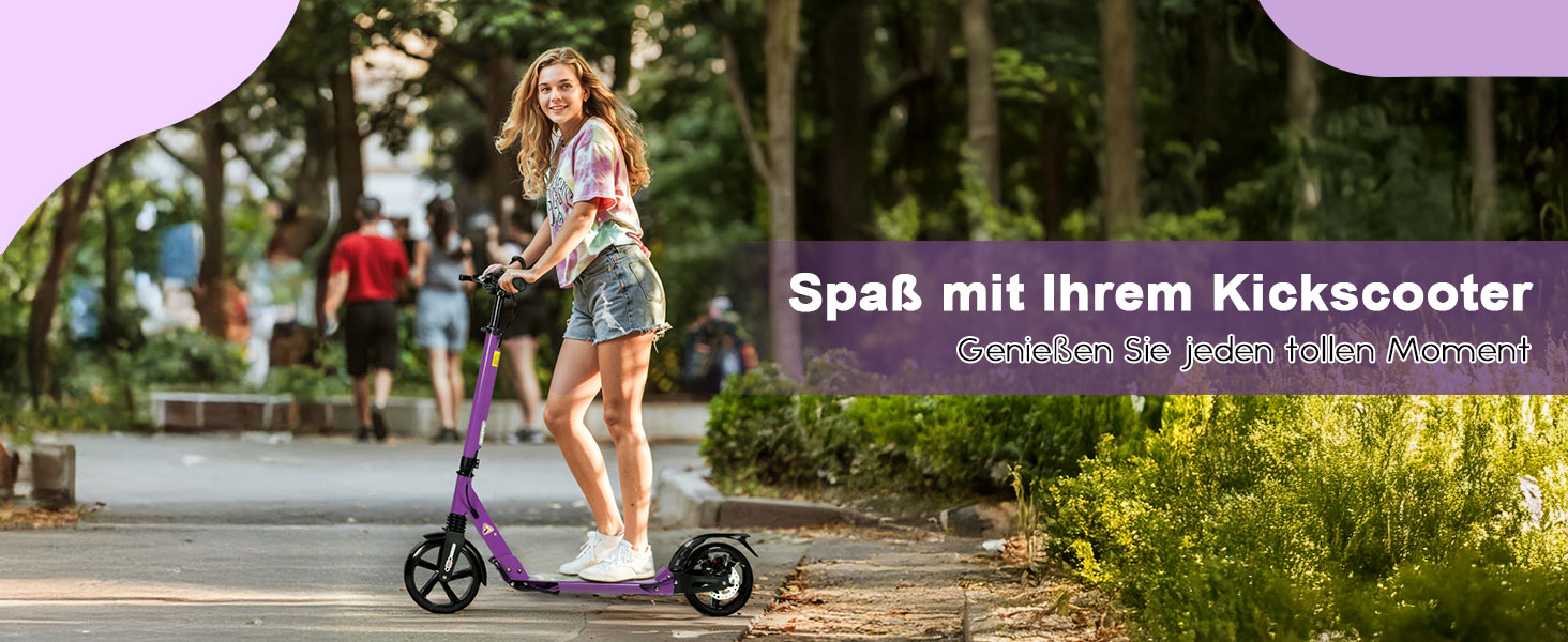 Самокат трюковий Kickscooter для дітей 8-12 років та дорослих, колеса 200мм, дискові гальма, складний, фіолетовий