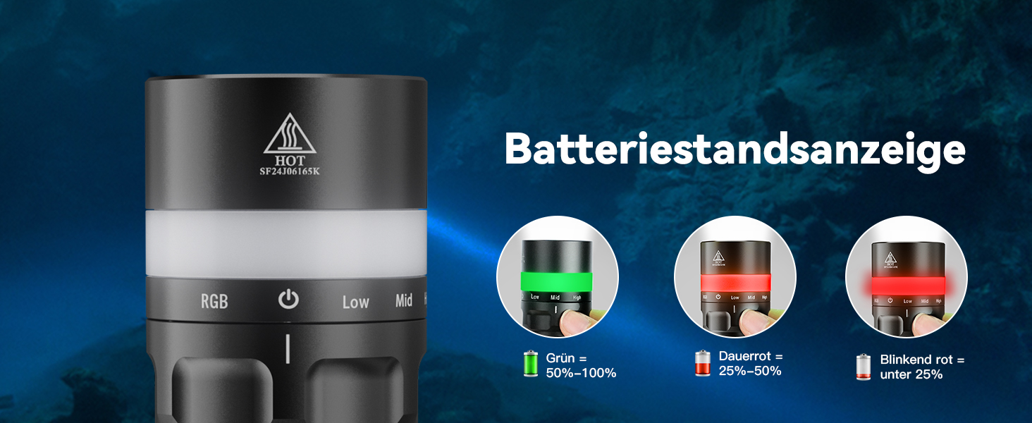 Sofirn SD08 водонепроникний ліхтар-підводний світильник LED, 3200 люмен, з LED-індикатором позиції, 4 режими, IPX8, для дайвінгу, підводної фотографії та повсякденного використання