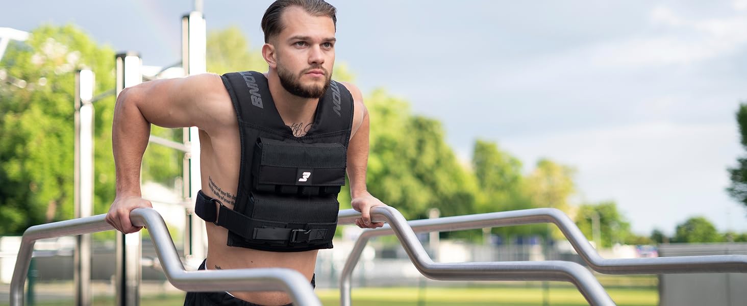 Утяжелитель Müller & Blum Premium 20 кг / 10 кг, регульований жилет для фітнесу з вантажами, чоловічий та жіночий, Cordura, для силових тренувань, чорний 20 кг