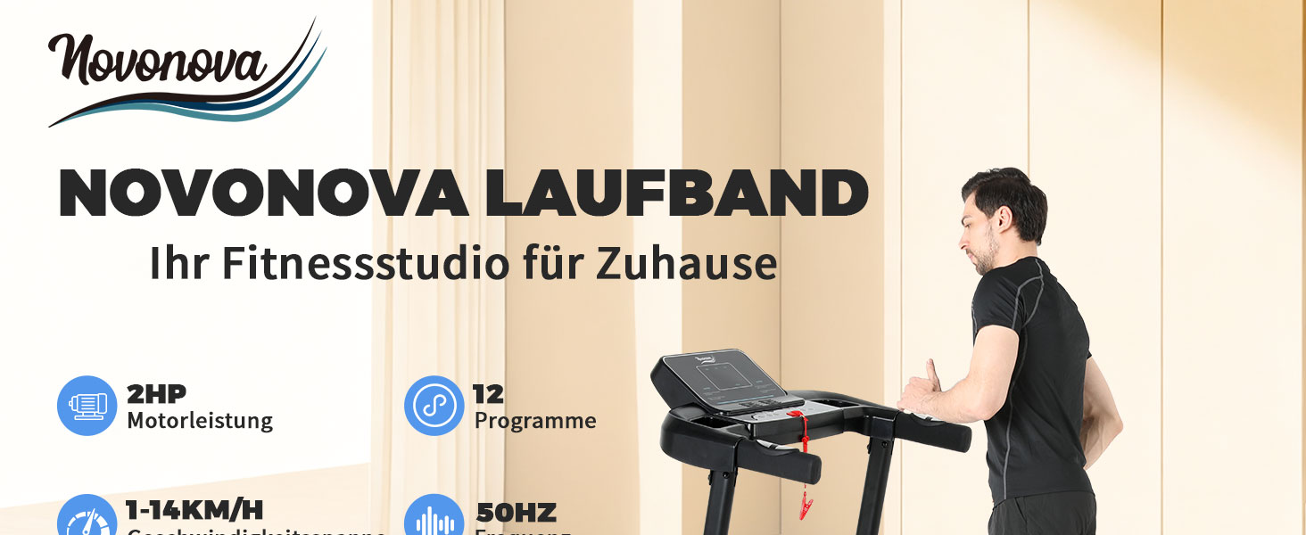 Біговий доріжки складаний для дому 14 км/год з LED-дисплеєм та 12 програмами тренувань, NV-T3801