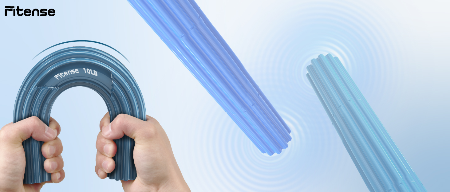 Fitense Flex Therapie Bar Kit: Набір для реабілітації та зміцнення кистей рук (блакитний, чорний, жовтий, сірий)